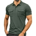 thumbnail image 3 of DDAPJ pyju Mens Tactical Cargo Shirt Regular Fit Short Sleeve Polos Shirts Moisture-Wicking Performance Mesh Golf Shirt with Pockets Liquidación Hoy Prime Army Green M, 3 of 7