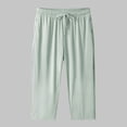 thumbnail image 2 of Ice Silk Pants For Womens Liweisiy Drawstring Elastic High Waist Solid Color Loose Pants Athletic Running Casual Classic Pants With Pockets Green 2XL, 2 of 7