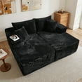 thumbnail image 2 of Vcatnet 75"x62" Chaise Lounge Chair Indoor Oversized Lounge Couch Plush Upholstered Corduroy Cloud Sofa Bed for Living Room and Bedroom, Black, 2 of 9