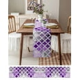 thumbnail image 3 of Purple Morocco Table Runner 90 Inches Long for Dining Table Decor,Rustic Country Smear Street Mottled Art Burlap Linen Farmhouse Table Runner Coffee Table Runners Dresser for Kitchen Party Holiday, 3 of 8