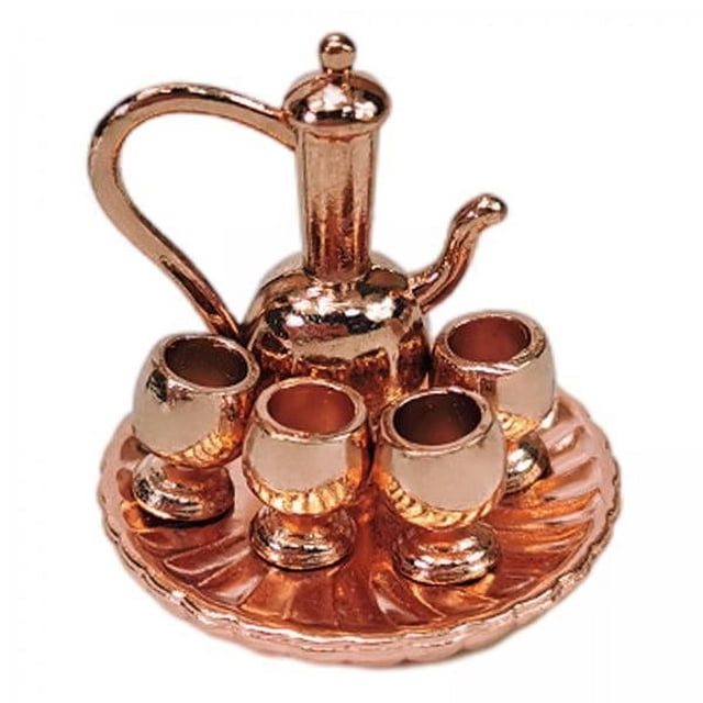 Cocina de mentira,Juego de juguetes para la fiesta del té,casa de muñecas en miniatura para niños,escala 1/12,Bandeja de taza de té en miniatura,juguete de metal,decoración vintage,Juego