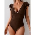 thumbnail image 4 of Traje de baño de una pieza con volantes Aidonger Tummy Control Coffee para mujer, 4 of 5