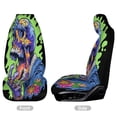 thumbnail image 2 of Psychedelic Zombie Skull Print Car Seat Covers Front Seats Universal Fit for Cars SUV Truck Auto Interior Accessories, 2 of 3
