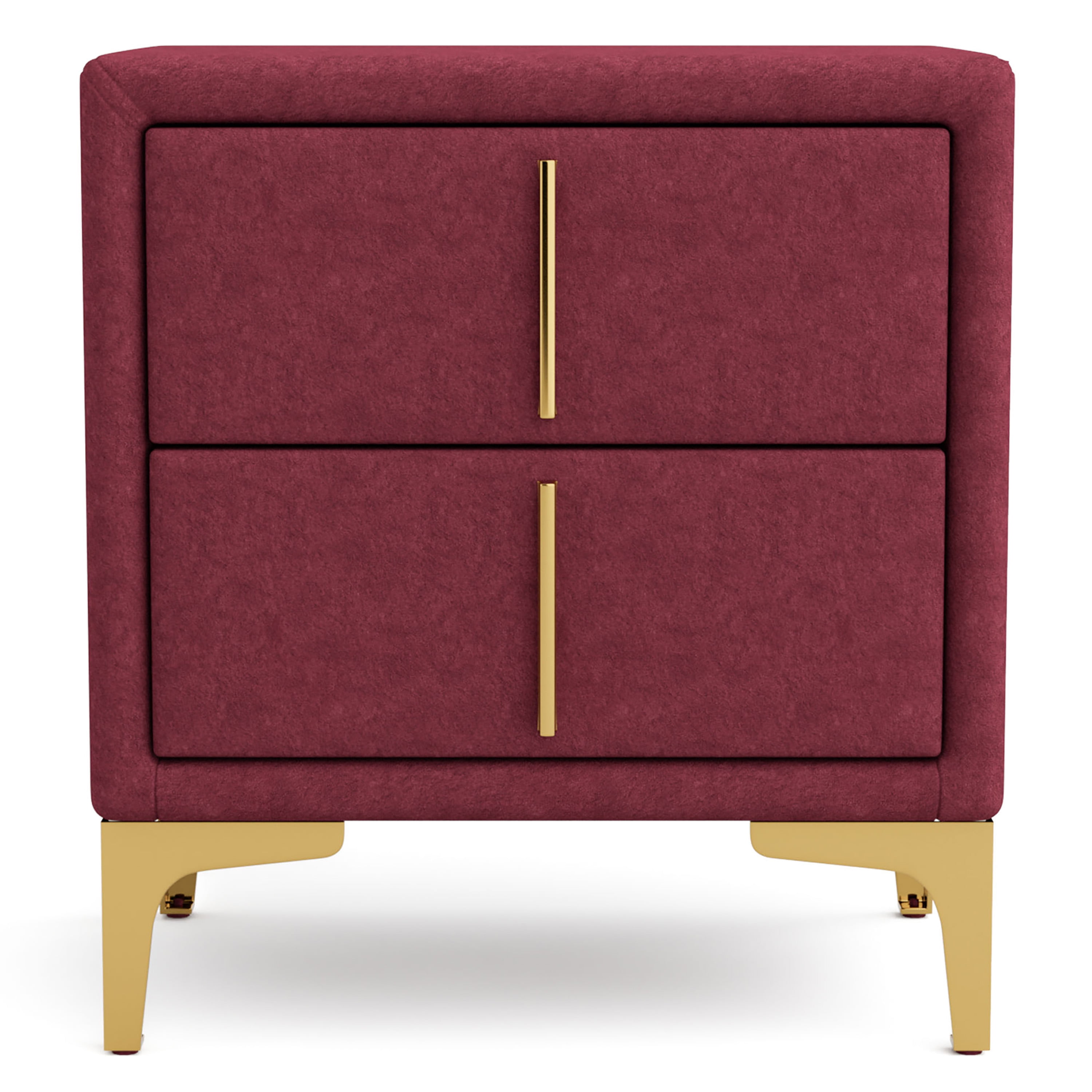 Furniture of America Gatsby Upholstered 2-Drawer Nightstand, Red