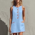 thumbnail image 7 of Bxsruta Womens Summer Dress Casual Sleeveless Sundress Button Front Mini Tunic Dresses with Pockets, 7 of 7