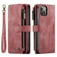 thumbnail image 2 of Dteck Case for iPhone 14 Plus Wallet Case for Women Men, Fashion Durable PU Leather Magnetic Flip Lanyard Strap Wristlet Zipper Card Holder Wallet Phone Case for iPhone 14 Plus 6.7-inch,Red, 2 of 11