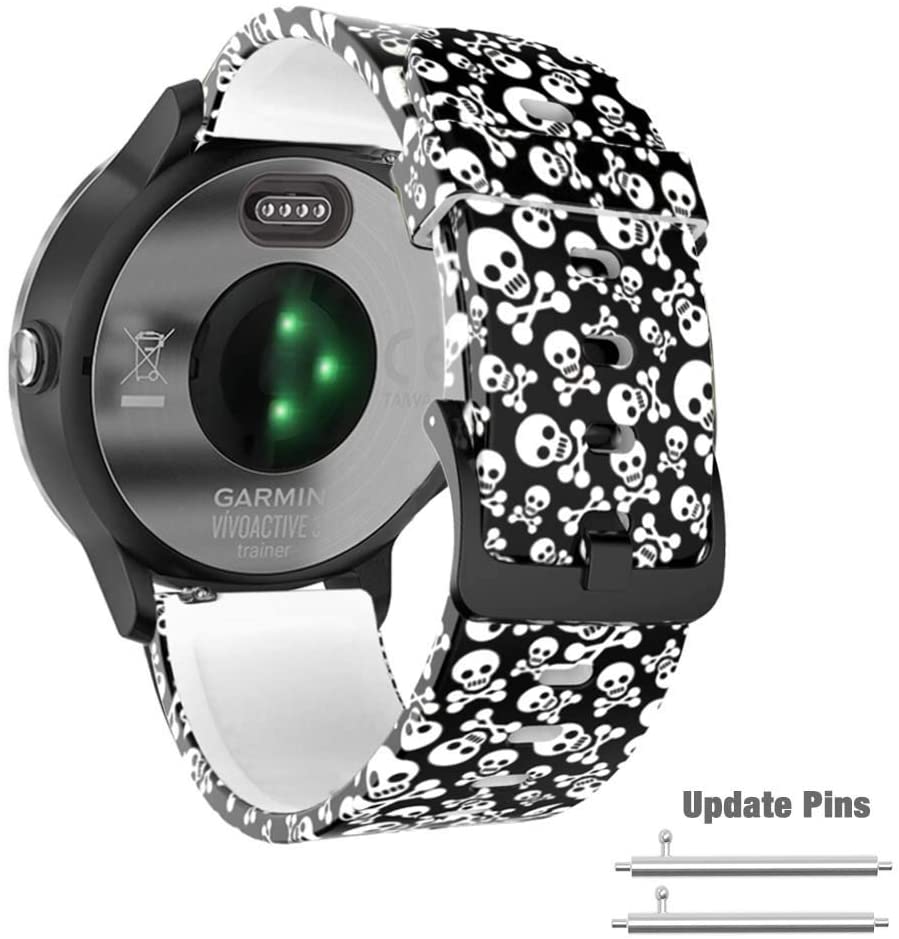 Watch Band, 20mm Silicone Skull Pattern 