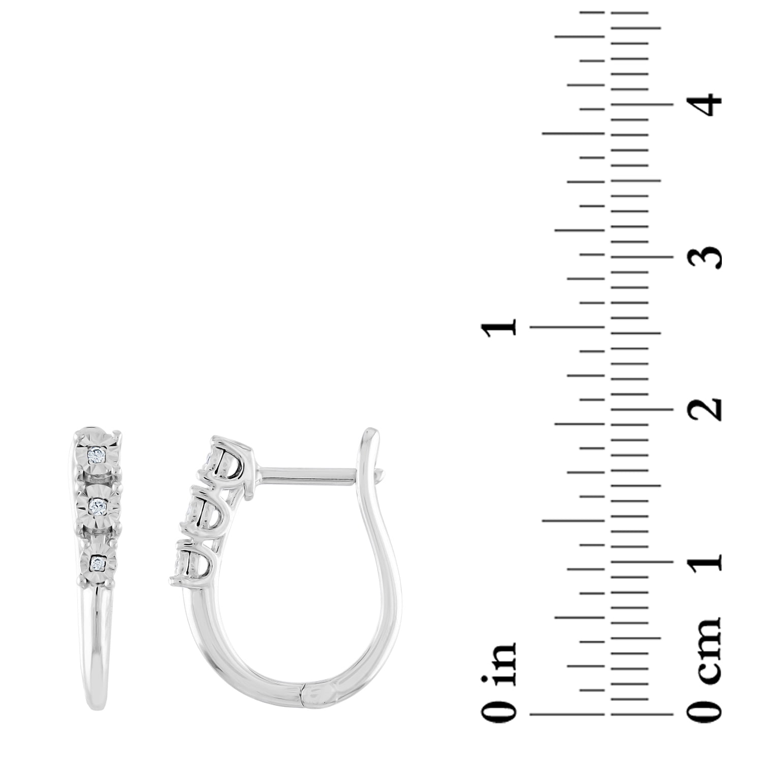 Gemspirations Diamond Accent 3 Stone Illusion Plate Hoop Earrings Sterling Silver