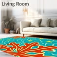 thumbnail image 2 of ODIKA 5'x7' Machine Washable Non-Slip Area Rug, Coral Reef Starfish Waves Nautical Bath Anti Slip High Traffic Rug with Pad, Blue, 702903, 2 of 8