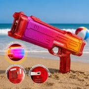 STARKTOY Electric Water Blaster Light Up Full Body Color Changing LED Squirt Gun, Automatic Rechargeable Water Gun for Kids and Adults, Long Range Soaker, Red