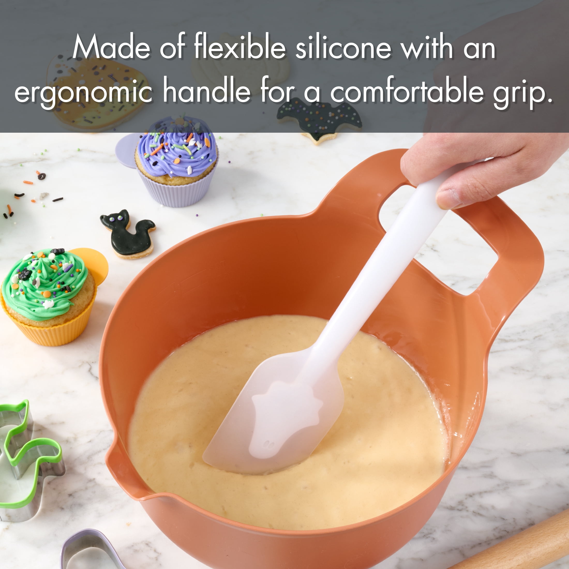 Way to Celebrate 12-Inch Silicone 3D Spatula with Ghost Design in White