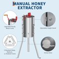 thumbnail image 5 of Manual Honey Extractor, 2/4 Frame Stainless Steel Honey Spinner with Adjustable Height Stand, Transparent Lid, Ergonomic Handle, Food-Grade Rust-Resistant, 5 of 9