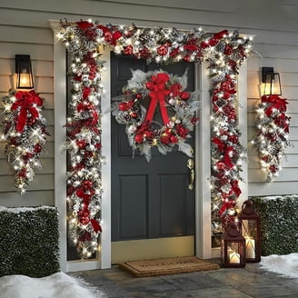 2PCS Wooden Christmas Welcome Signs - Santa & Snowman Hanging Porch Decor (11.8x31.5 Inch)