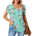 thumbnail image 3 of Patlollav Womens Petal Sleeve Tops V-Neck Short Sleeve T-Shirts Cute Print Summer Blouses, 3 of 6