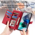thumbnail image 2 of Dteck for Motorola Moto G 5G 2023 Wallet Pocket Case, Luxury PU Leather Wrist Strap Zipper Flip Case with Credit Card Holder Magnetic Closure Kickstand Shockproof Protective Cover,Red, 2 of 6