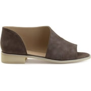 Brinley Co. Womens Nero Faux Leather DOrsay Asymmetrical Open-Toe Flats
