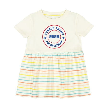 

Inktastic Trump for President 2024 Badge Red White and Blue Girls Baby Dress