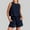 Navy, variant on Idoravan Women Sets Clothing 2PC Fashion Womens Round Neck Solid Sleeveless Blouse  Loose Cotton Linen Pockets Pants Short Sets