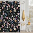 thumbnail image 3 of Shower Curtain Flowers Butterfly Shower Curtains for Bathroom Decor, Waterproof Polyester Shower Curtain Set with Hooks, Small Stall Size 36" x 72" Spring Floral Green Leaf, 3 of 9