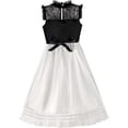thumbnail image 3 of Girls Dress White And Black Pleated Skirt Lace Sequin 6, 3 of 6