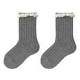 thumbnail image 2 of THDHVS Girls Socks, Kids Mid Crew Socks with Decorative Lace for Daily Boys and Girls Wear Ankle Socks Are Versatile Choice for School and Play Activities Dark Gray M, 2 of 3