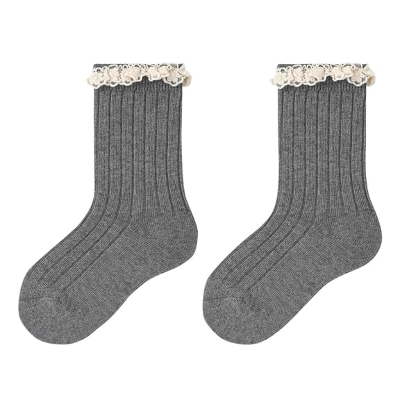 Boy's Athletic Socks Children Socks Are Versatile for Boys and with a Mid Length Lace Sock Boy's No Show Socks Dark Gray L