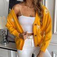 thumbnail image 3 of Dulce chaqueta de suéter con cuello en V bordado de crisantemo pequeño para mujer otoño e invierno nuevo cárdigan de punto suelto, 3 of 4