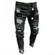 thumbnail image 2 of Pantalones vaqueros elásticos rasgados ajustados con bordado de motorista para hombre Tan Jianjun unisex, 2 of 2