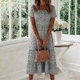thumbnail image 4 of Eagokdc Summer Dresses for Women Crew Neck Loose Casual Beach Short Sleeve Floral Elegant Maxi Dress With Pockets Size S-2XL, 4 of 6