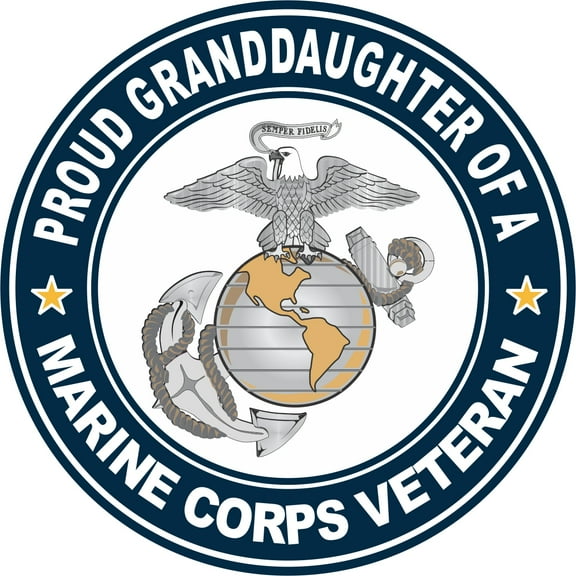 3.8 Inch U.S. Marine Corps Veteran Proud Granddaughter Decal