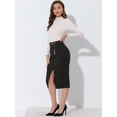 thumbnail image 2 of Falda Midi Elegante Allegra K con Abertura en la Cintura y Cintura Alta Negro XL, 2 of 5