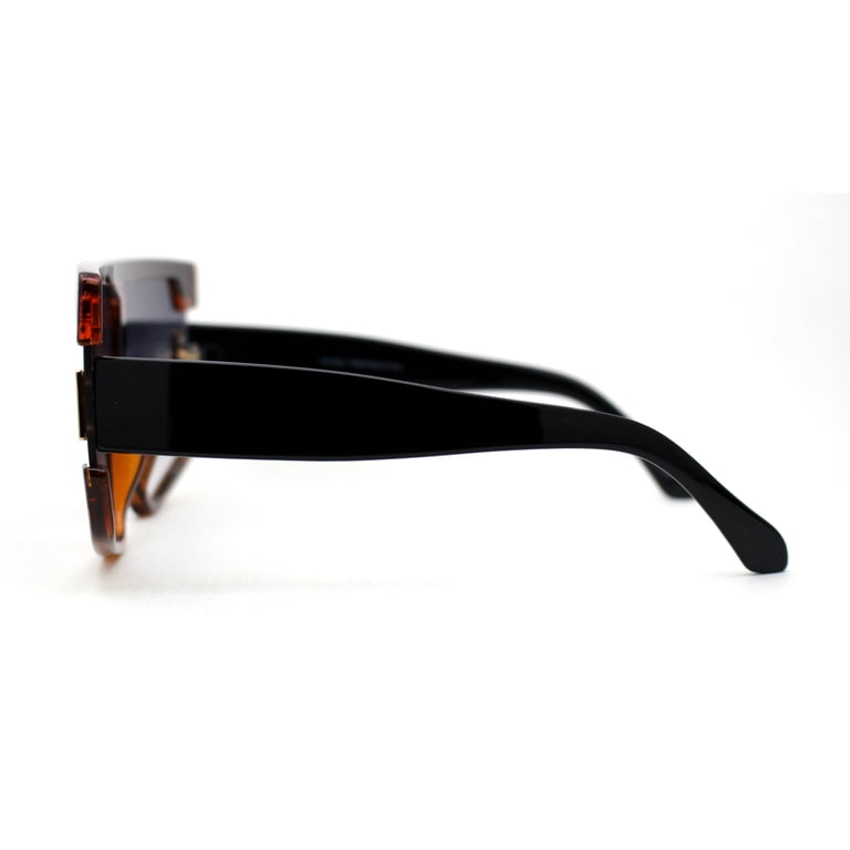Womens 80s Funky Oversize Flat Top Plastic Shield Sunglasses  display picture 2