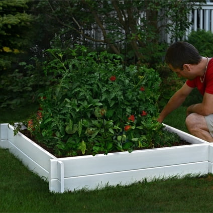 Hudson 4 X 4 Vinyl Raised Garden Bed White Walmart Com