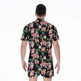 thumbnail image 2 of Watercolor Tropical Lily Pattern Short Sleeve Men'S Rompers, Aloha Hawaiian Tropical Floral Plants Summer Casual Summer Jumpsuits Outfit, 2 of 4