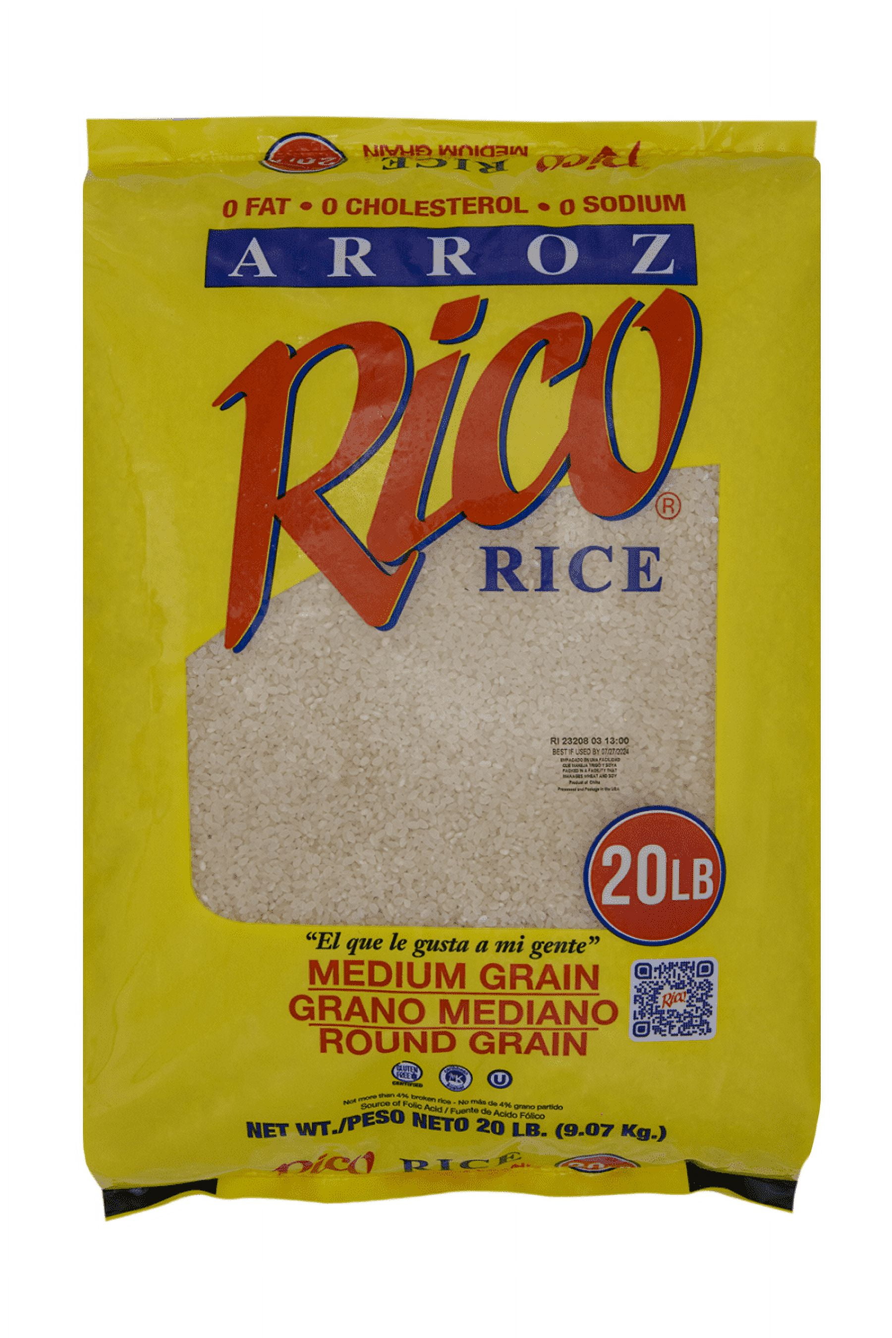 Rico Medium Grain White Rice, 20 Pounds, Gluten Free, No Allergens