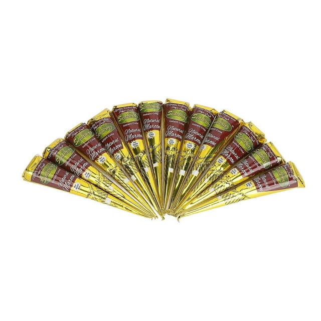 12pcs Temporary Tattoo Pastes 10.6 Oz Drawing Waterproof Semi Permanent Tattoo Paste Cone Reddish Brown