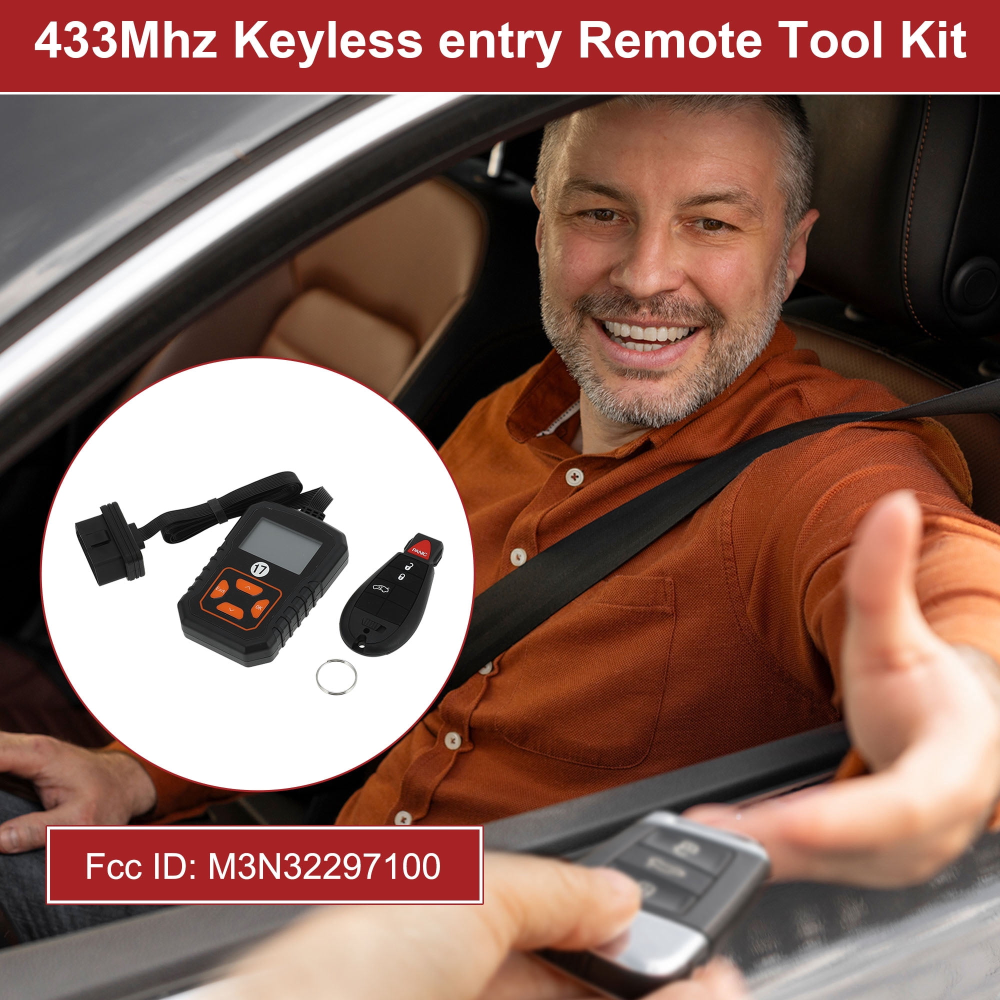 M3N32297100 Keyless Entry Remote Key Fob Kit DIY Tool Replacement Car Key Kit 4 Button for Dodge Dart 2013-2016