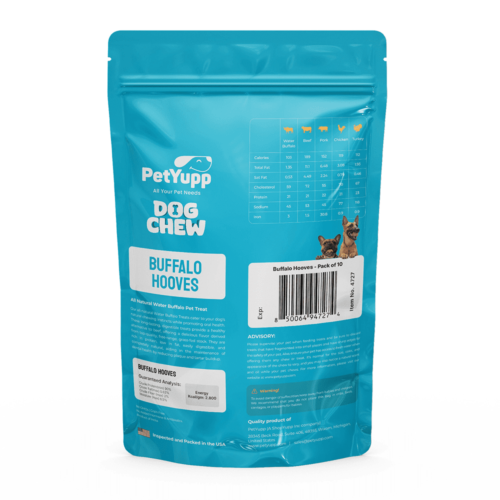 PetYupp Water Buffalo Hooves Dog Chew Treats 10 Count