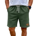 thumbnail image 2 of Nestiefly Mens Waffle Shorts Summer Casual Textured Knit Drawstring Elastic Waist Comfy Short with Pockets Beach Vacation Dark Green XL, 2 of 7