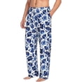 thumbnail image 2 of Uemuo Blue Ink Flowers Pattern Men's Wide Leg Palazzo Lounge Pants with Pockets Light Weight Loose Comfy Casual Pajama Pants-XX-Large, 2 of 9