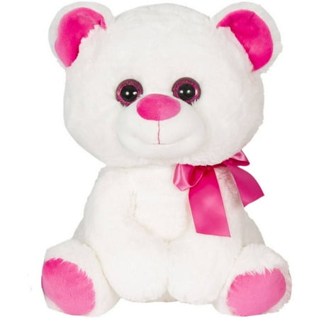 14" Big Eyed White Bear