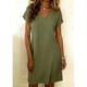 thumbnail image 1 of Zapatos de Vestido Casual para las Mujeres Lino Manga Corta Cuello en V Falda de Vestido de Color Sólido, Vestido Corto para las Mujeres Casual, 1 of 6