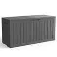thumbnail image 2 of Decksplore 90 Gallon Outdoor Storage Box, Lockable, UV-Resistant, HDPE Waterproof Deck Box, Outdoor Storage Bench for Cushions, Garden Tools (Black), 2 of 13