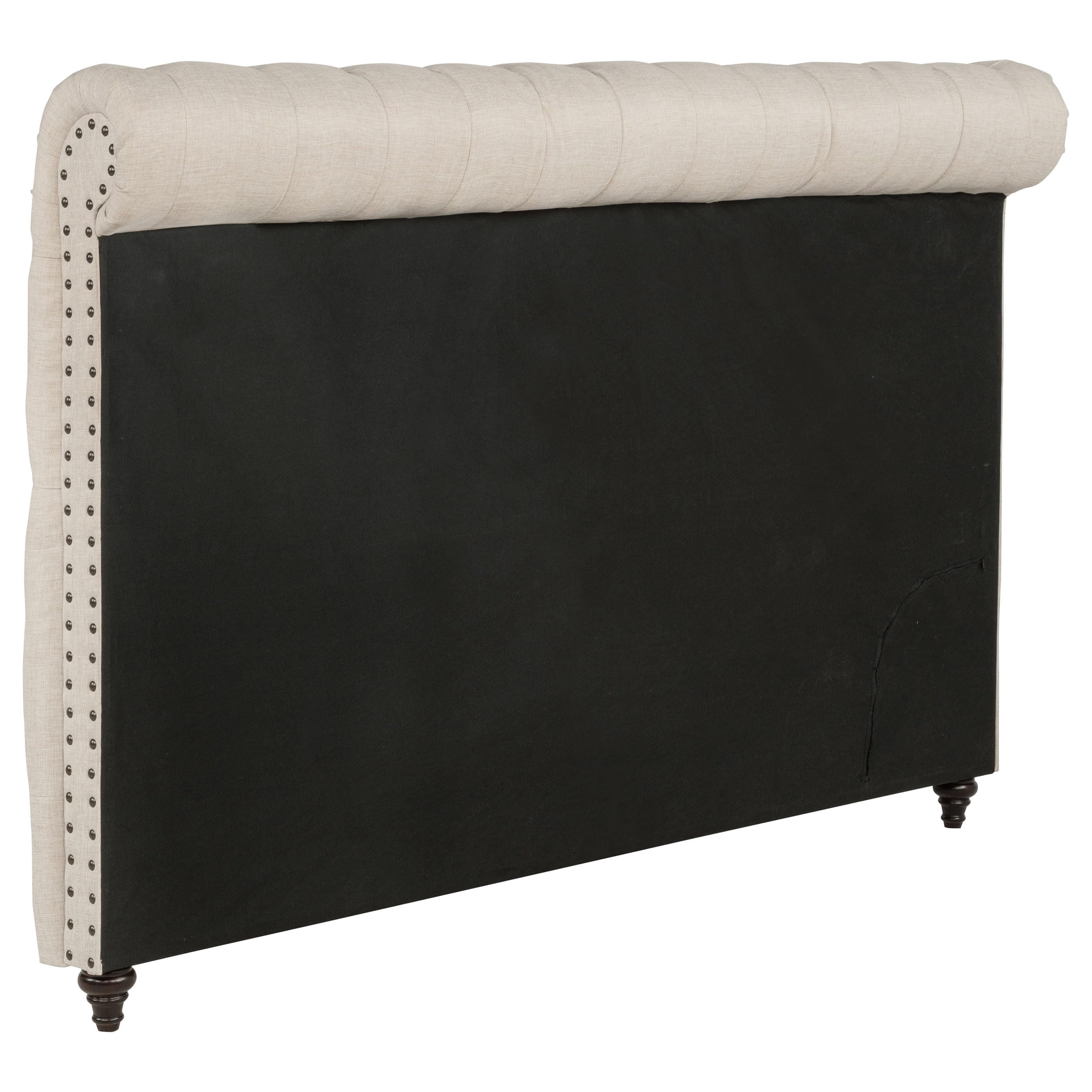 Stonecroft Furniture Fallon Fabric King Button Tufted Headboard in Beige