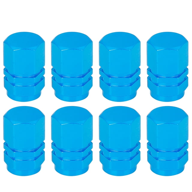 Unique Bargains 8 Pcs Embouts de Valve de Tige de Pneu Couvre-Valve de Roue Voiture Moto Forme Hexagonale en Alliage d'Aluminium