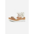 thumbnail image 4 of Steve Madden Roselita Ankle Strap Cork Lightweight Platform Wedge Sandals (White Leather, 7), 4 of 9