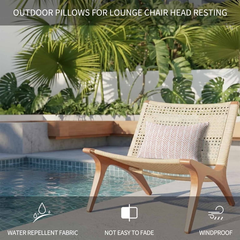 Outdoor Chaise Lounge Headrest Pillow – Burnt Orange Striped, Waterproof & Adjustable Strap (Set Of 1, 11x16 Inch) – Perfect For Patio, Pool, Or Indoor Use