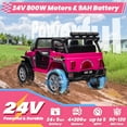 thumbnail image 3 of Joyracer 24V 2 Seater Kids Ride on Truck with Remote Control, 4×200W Motor, Electric Battery Powered Toys Car w/ 4 Wheels Spring Suspension, 3 Speeds, LED Lights, Bluetooth Music, Rose Pink, 3 of 10