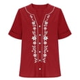 thumbnail image 5 of Babysbule V-Neck Short Sleeve Embroidery Floral Blouses & Tops, Women's Tops, 5 of 7