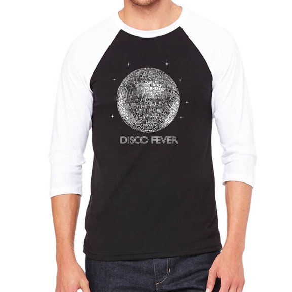 LA Pop Art Men's Raglan Baseball Word Art T-shirt - Disco Ball
